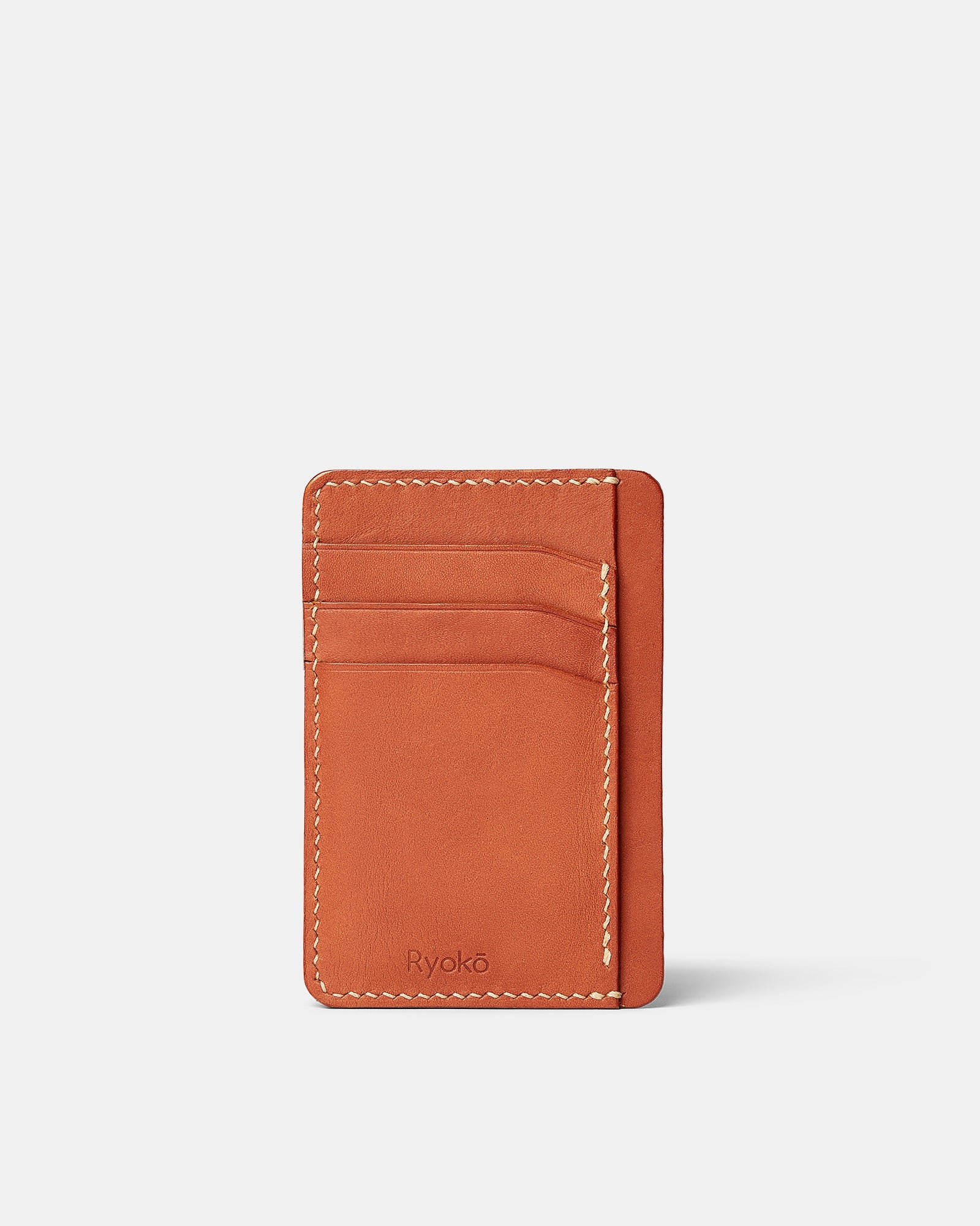 MT Java Slim Wallet | Tan, Wallets by Ryoko Bags Dubai. Hand Stitched, using vegetable tanned Japanese leather