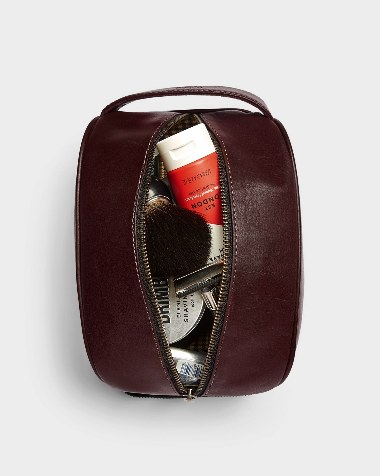 MT Liwa Dopp Kit | Vintage Brown, by Ryoko Bags Dubai. Hand Stitched, using vegetable tanned Japanese leather