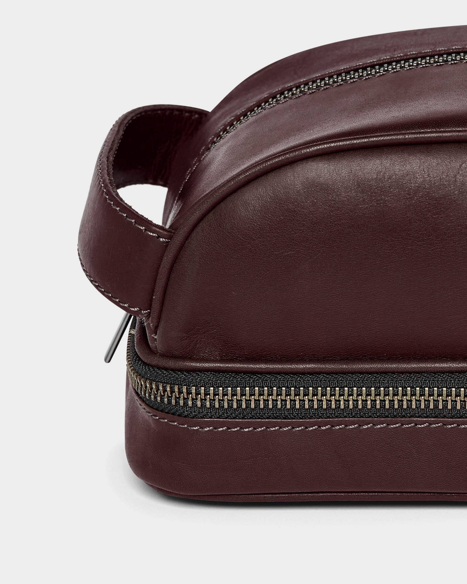MT Liwa Dopp Kit | Vintage Brown, by Ryoko Bags Dubai. Hand Stitched, using vegetable tanned Japanese leather
