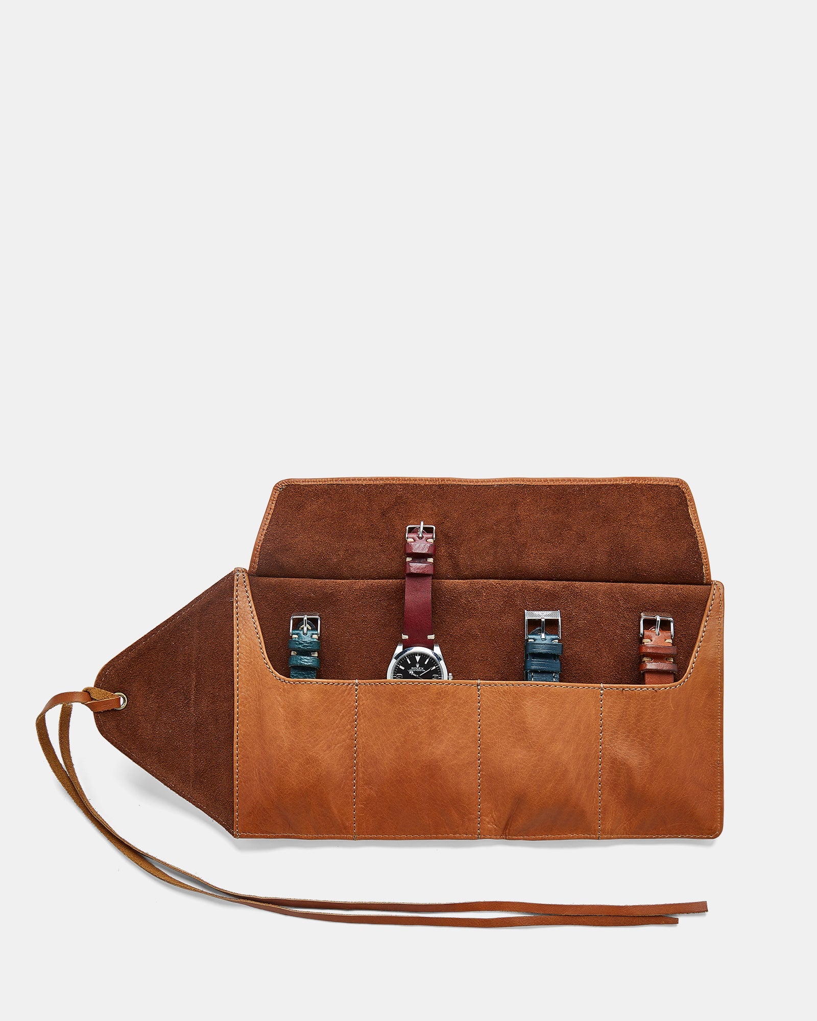 MT Watch Roll, by Ryoko Bags Dubai. Hand Stitched, using vegetable tanned Japanese leather