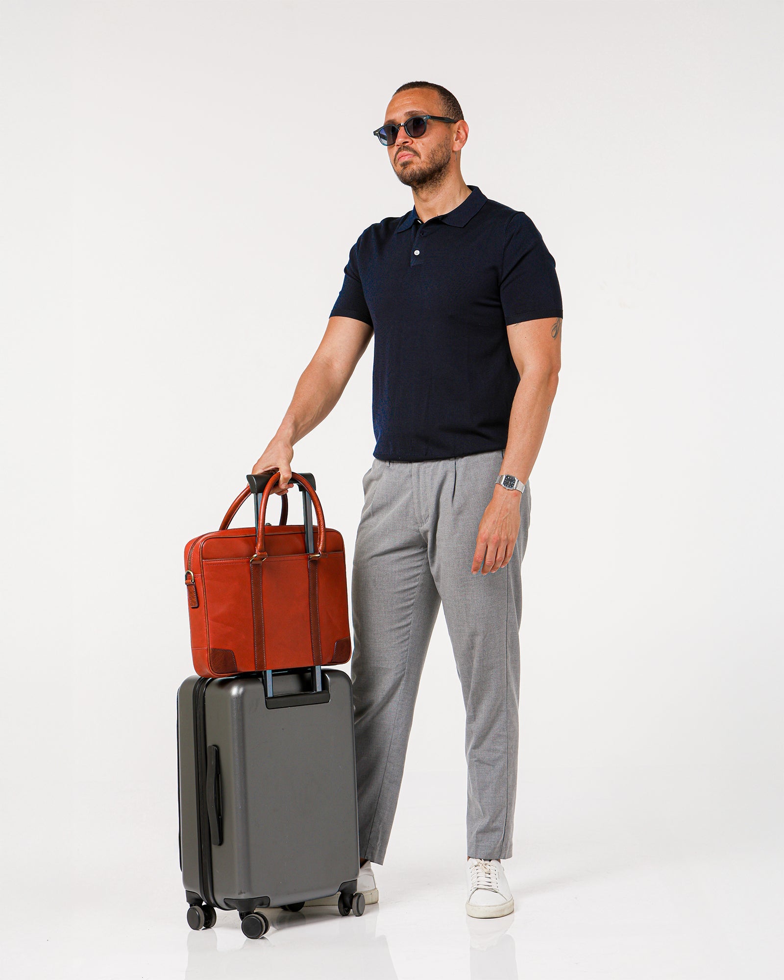 Wellington Laptop Briefcase | Tan & Brown