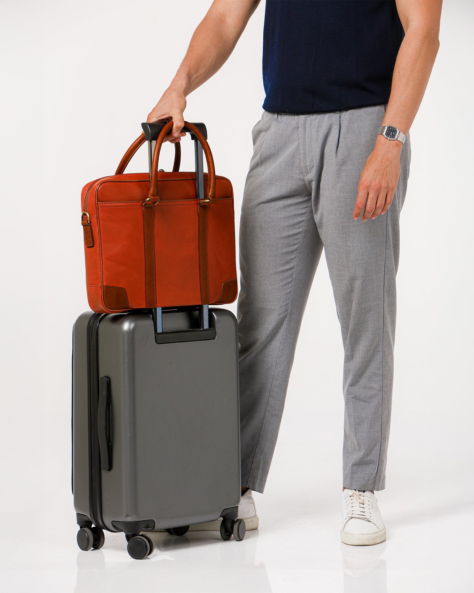 Wellington Laptop Briefcase | Tan & Brown
