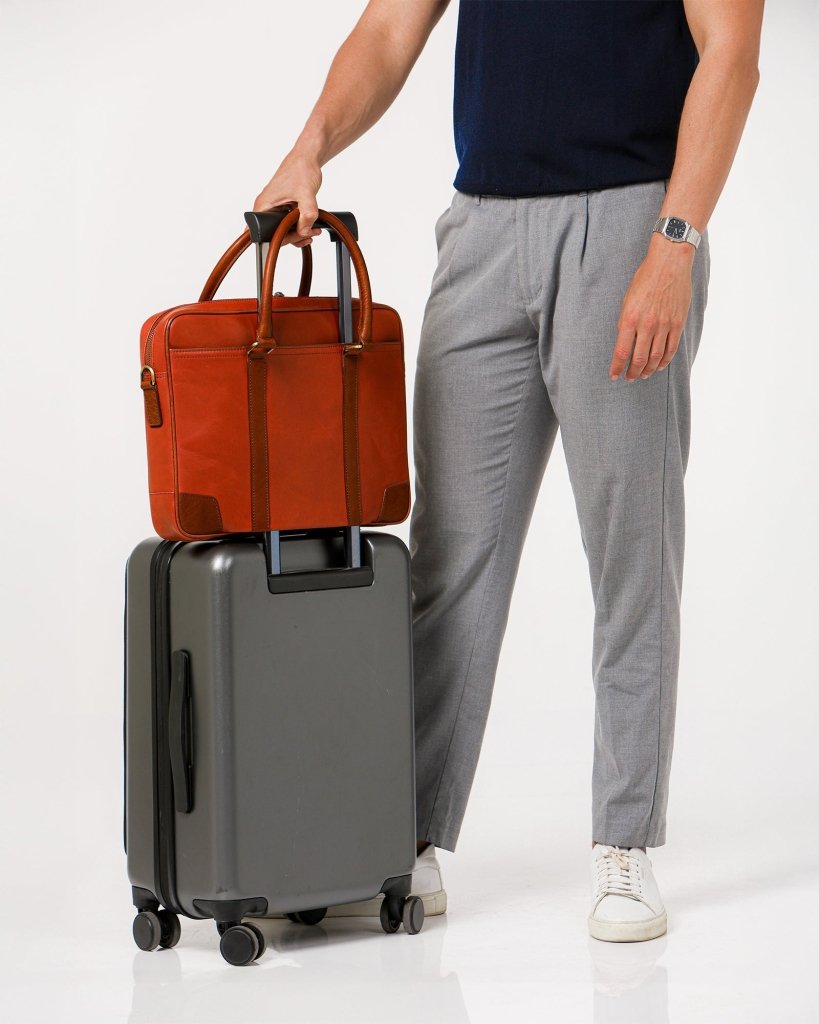 BAGSY_Ryokō_Bags_Wellington Laptop Briefcase | Tan & Brown_TRV - WLB - TB - 001_