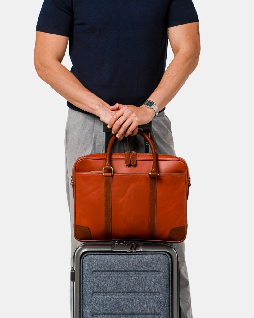 BAGSY_Ryokō_Bags_Wellington Laptop Briefcase | Tan & Brown_TRV - WLB - TB - 001_