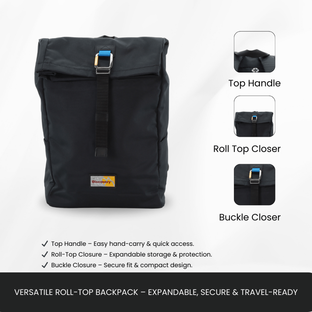Bagsy_Discovery_Roll Top Bag_Icon Roll Top Bag 15L_D00722.06_Black