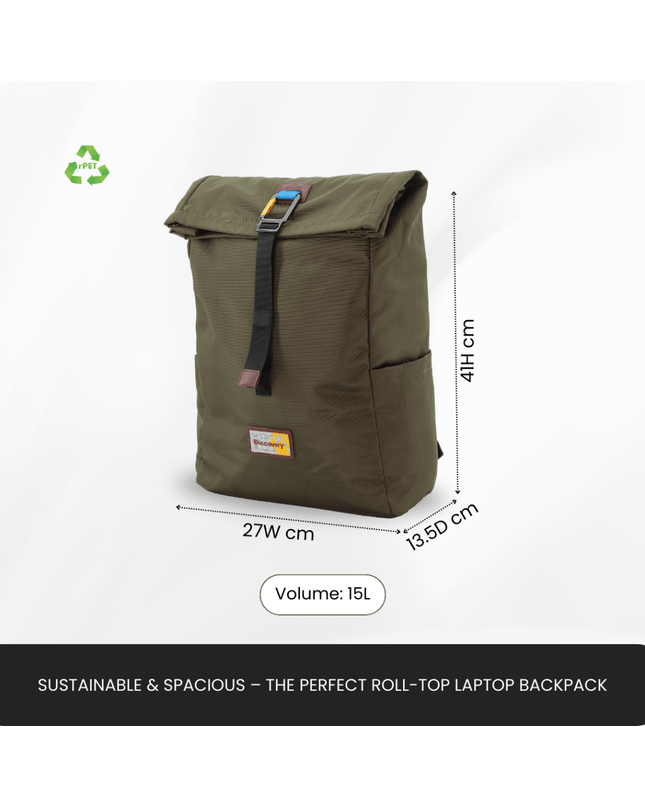 Bagsy_Discovery_Roll Top Bag_Icon Roll Top Bag 15L_D00722.11_Khaki