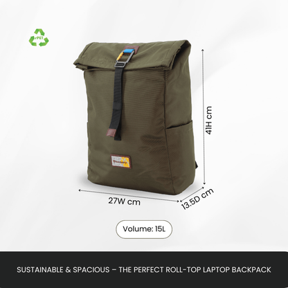 Bagsy_Discovery_Roll Top Bag_Icon Roll Top Bag 15L_D00722.11_Khaki