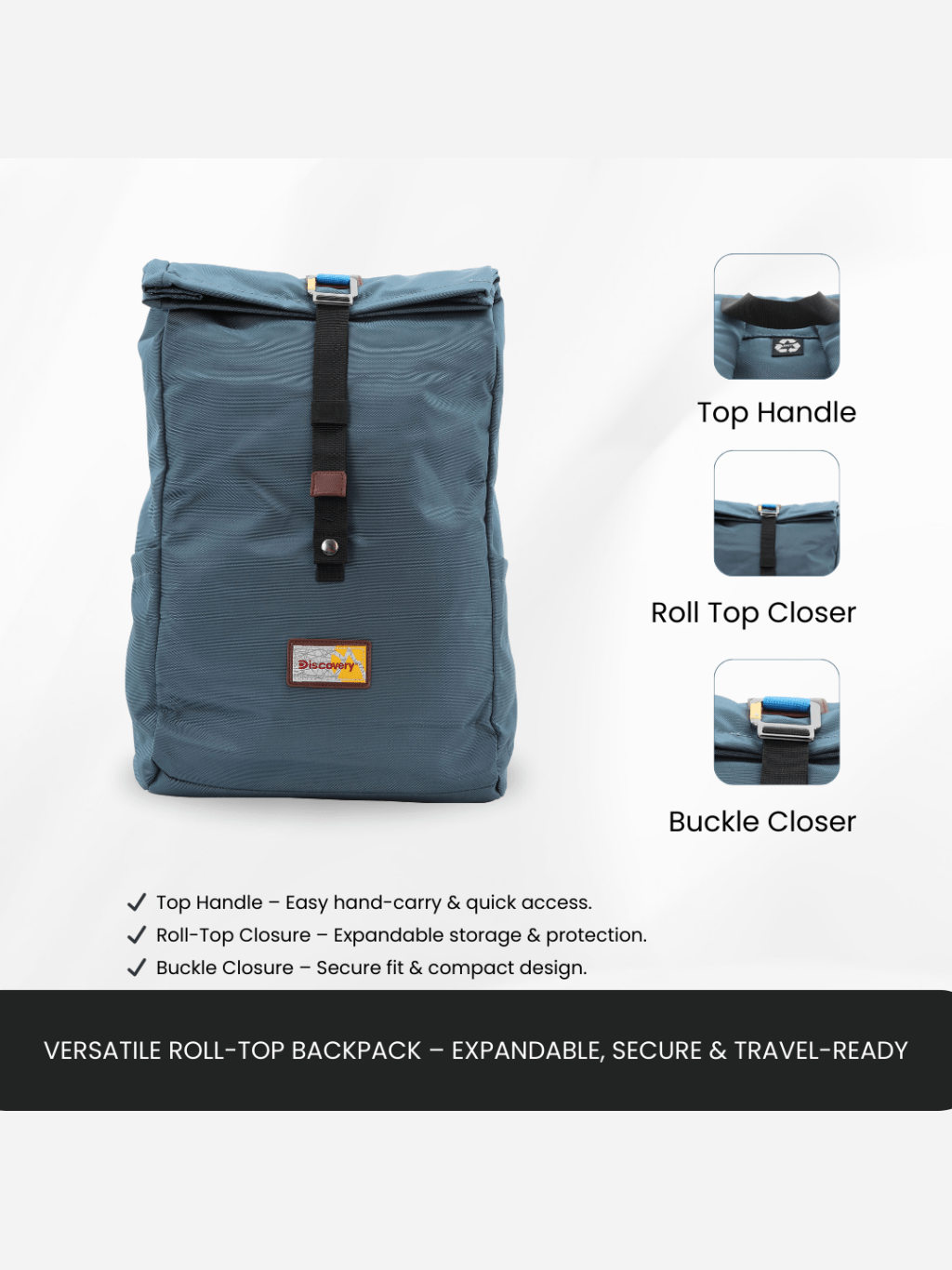 Bagsy_Discovery_Roll Top Bag_Icon Roll Top Bag 15L_D00722.40_Steel Blue