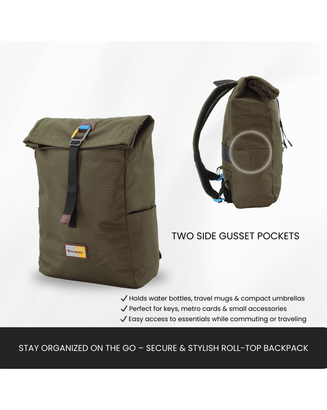 Bagsy_Discovery_Roll Top Bag_Icon Roll Top Bag 15L_D00722.11_Khaki