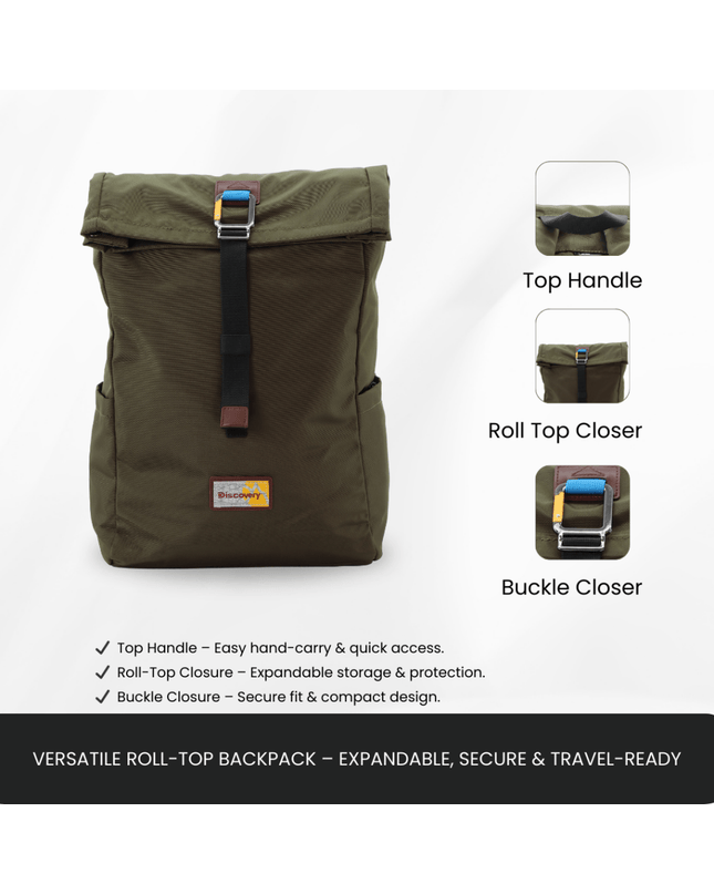 Bagsy_Discovery_Roll Top Bag_Icon Roll Top Bag 15L_D00722.11_Khaki