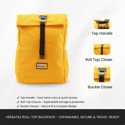 Bagsy_Discovery_Roll Top Bag_Icon Roll Top Bag 15L_D00722.68_Ocher