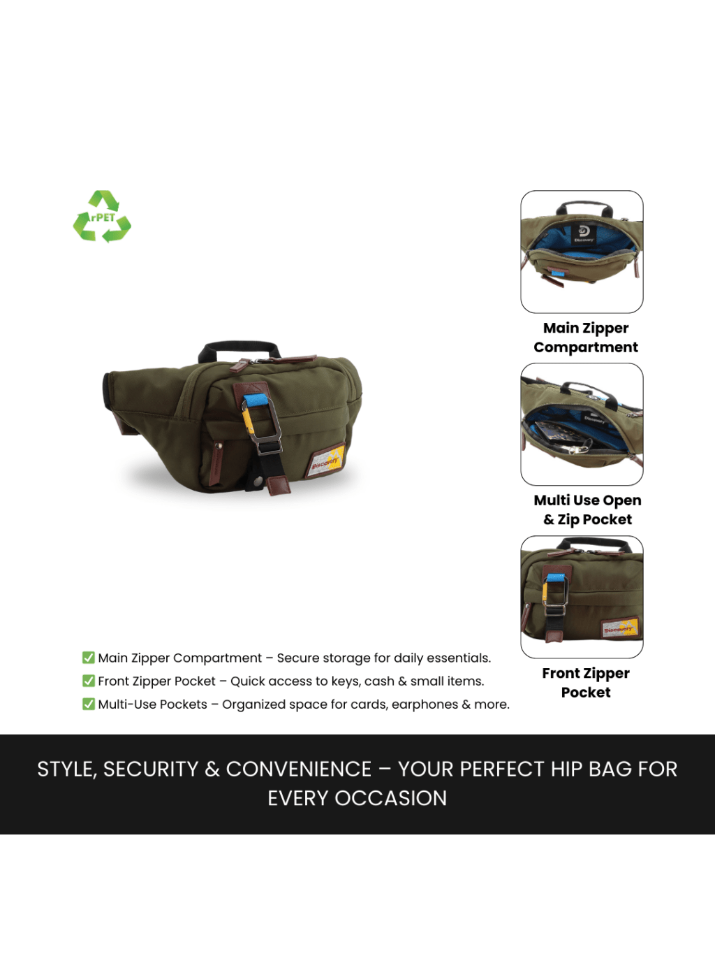 Bagsy_Discovery_Waist Bag_Icon Waist Bag 4L_D00716.11_Khaki
