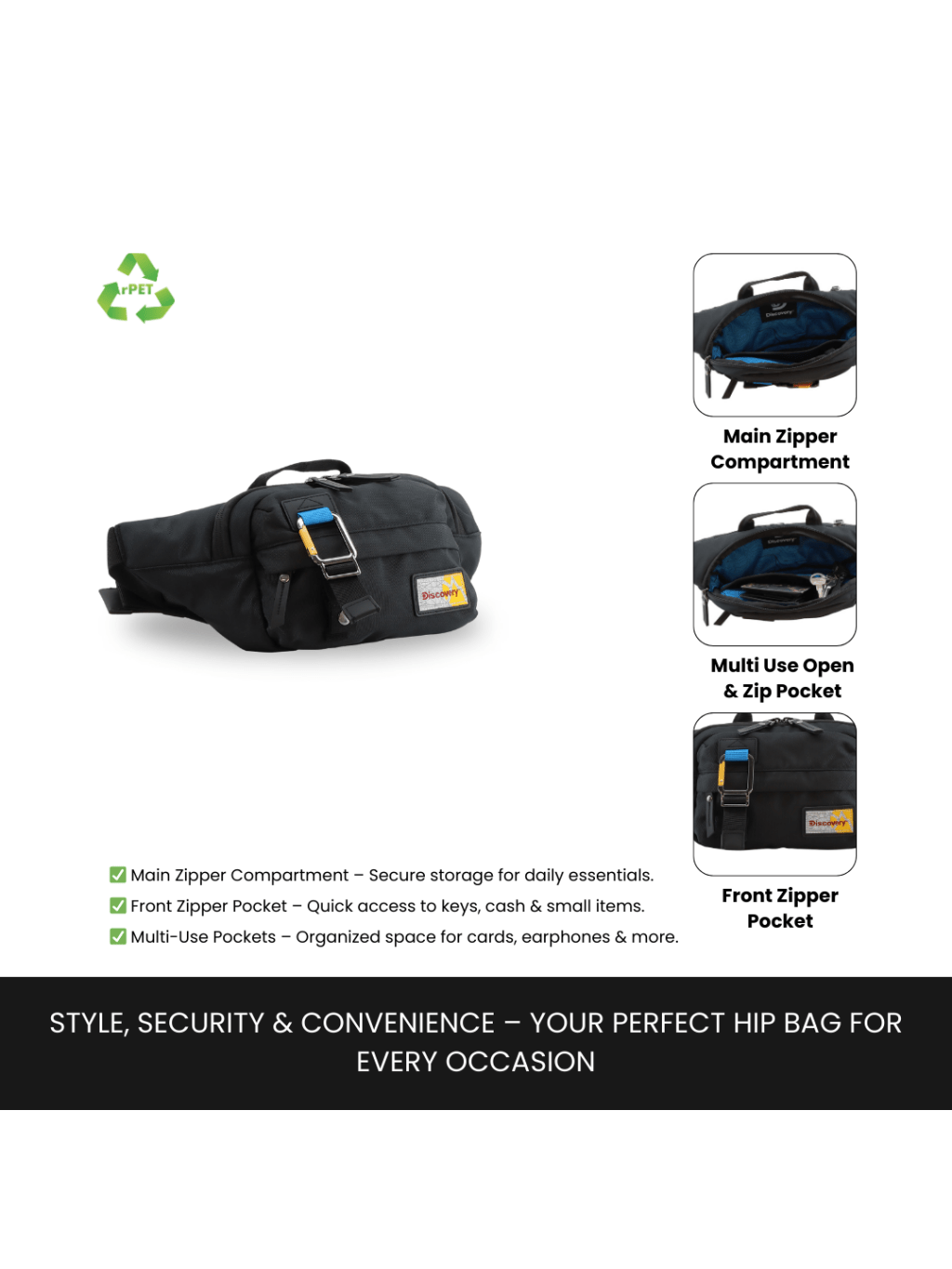 Bagsy_Discovery_Waist Bag_Icon Waist Bag 4L_D00716.06_Black