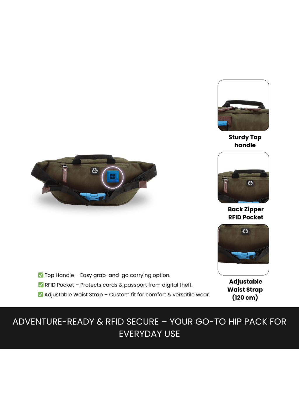 Bagsy_Discovery_Waist Bag_Icon Waist Bag 4L_D00716.11_Khaki