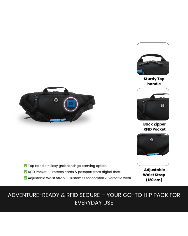 Bagsy_Discovery_Waist Bag_Icon Waist Bag 4L_D00716.06_Black