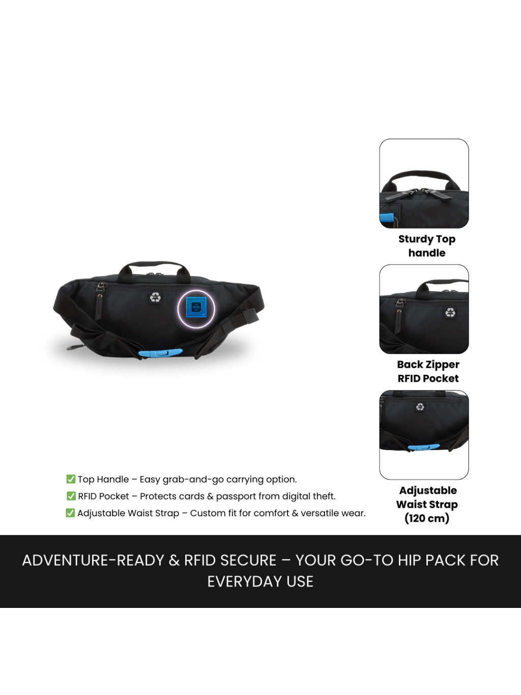 Bagsy_Discovery_Waist Bag_Icon Waist Bag 4L_D00716.06_Black