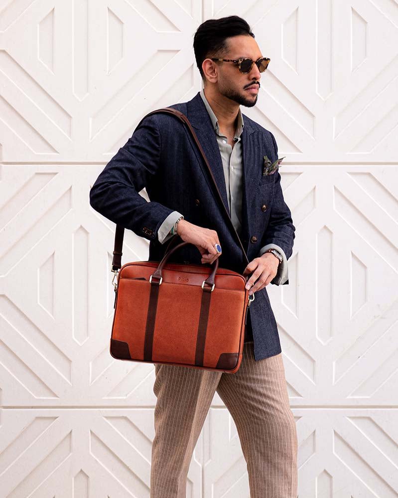 BAGSY_Ryokō_Bags_Wellington Laptop Briefcase | Tan &amp; Brown_TRV - WLB - TB - 001_