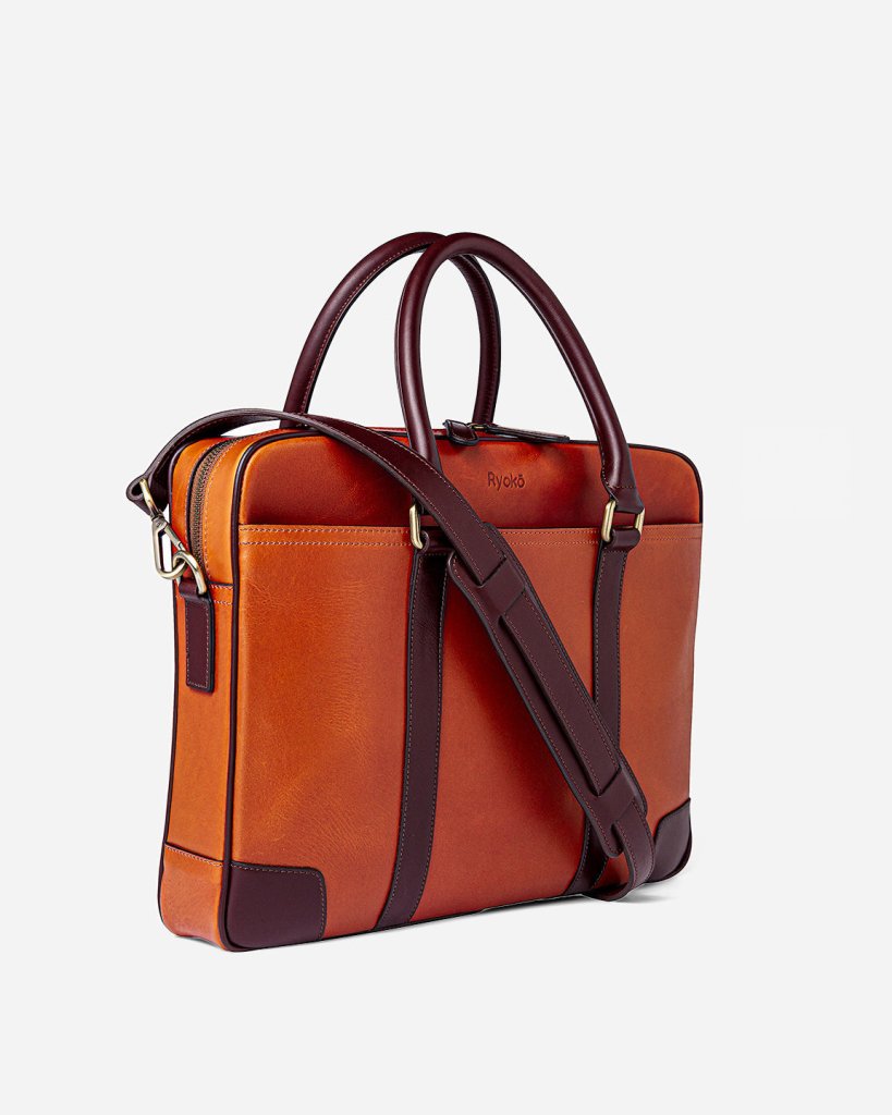 BAGSY_Ryokō_Bags_Wellington Laptop Briefcase | Tan &amp; Brown_TRV - WLB - TB - 001_