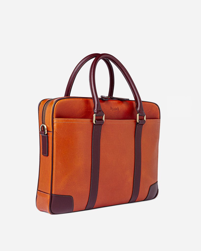 BAGSY_Ryokō_Bags_Wellington Laptop Briefcase | Tan &amp; Brown_TRV - WLB - TB - 001_