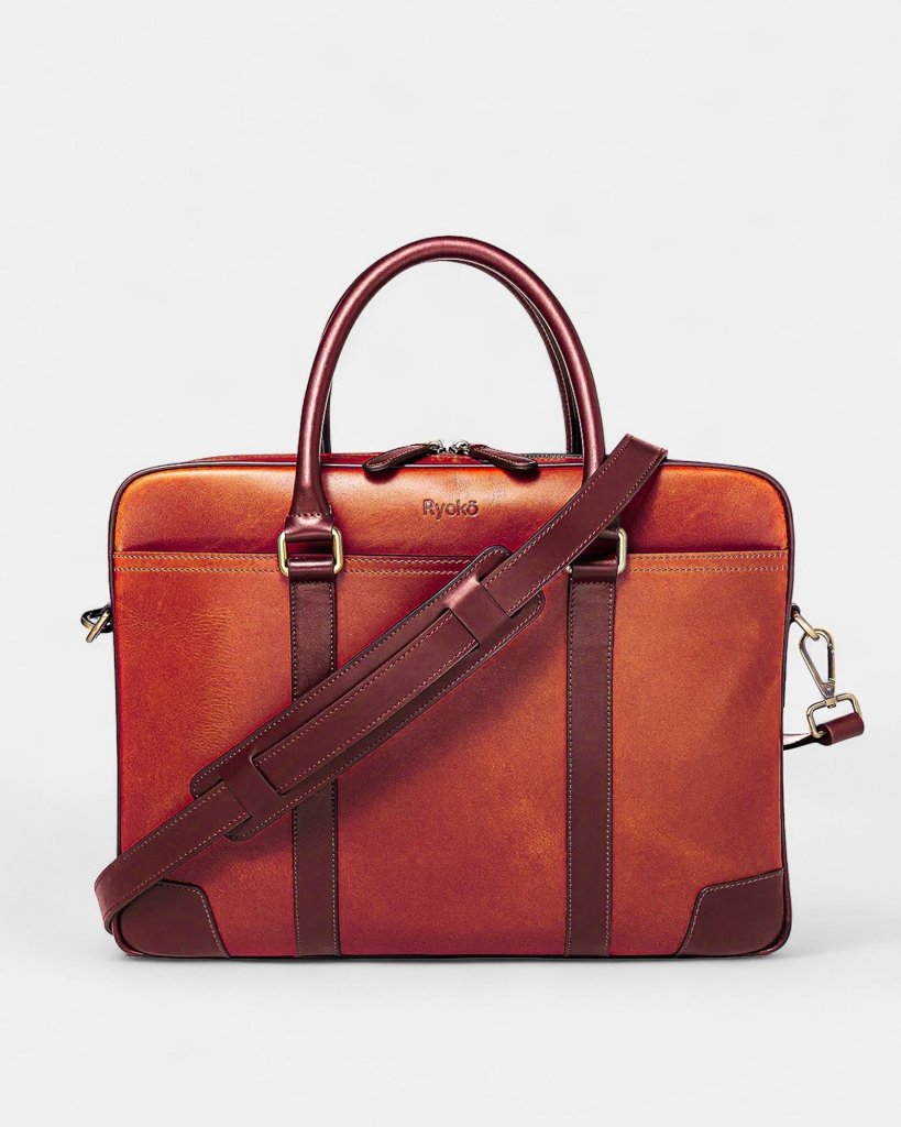 BAGSY_Ryokō_Bags_Wellington Laptop Briefcase | Tan &amp; Brown_TRV - WLB - TB - 001_